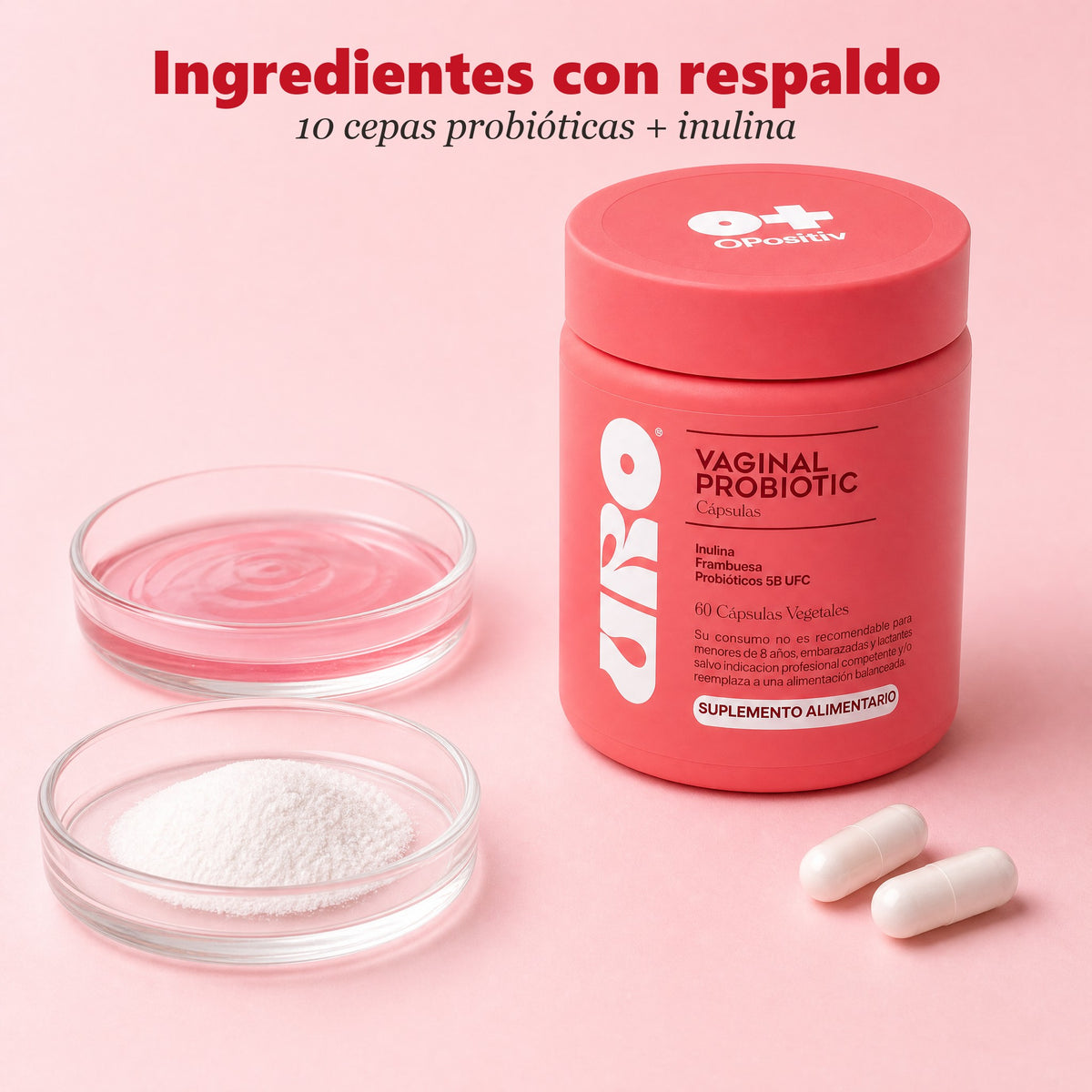 Ingredientes de URO: 10 cepas probióticas e inulina