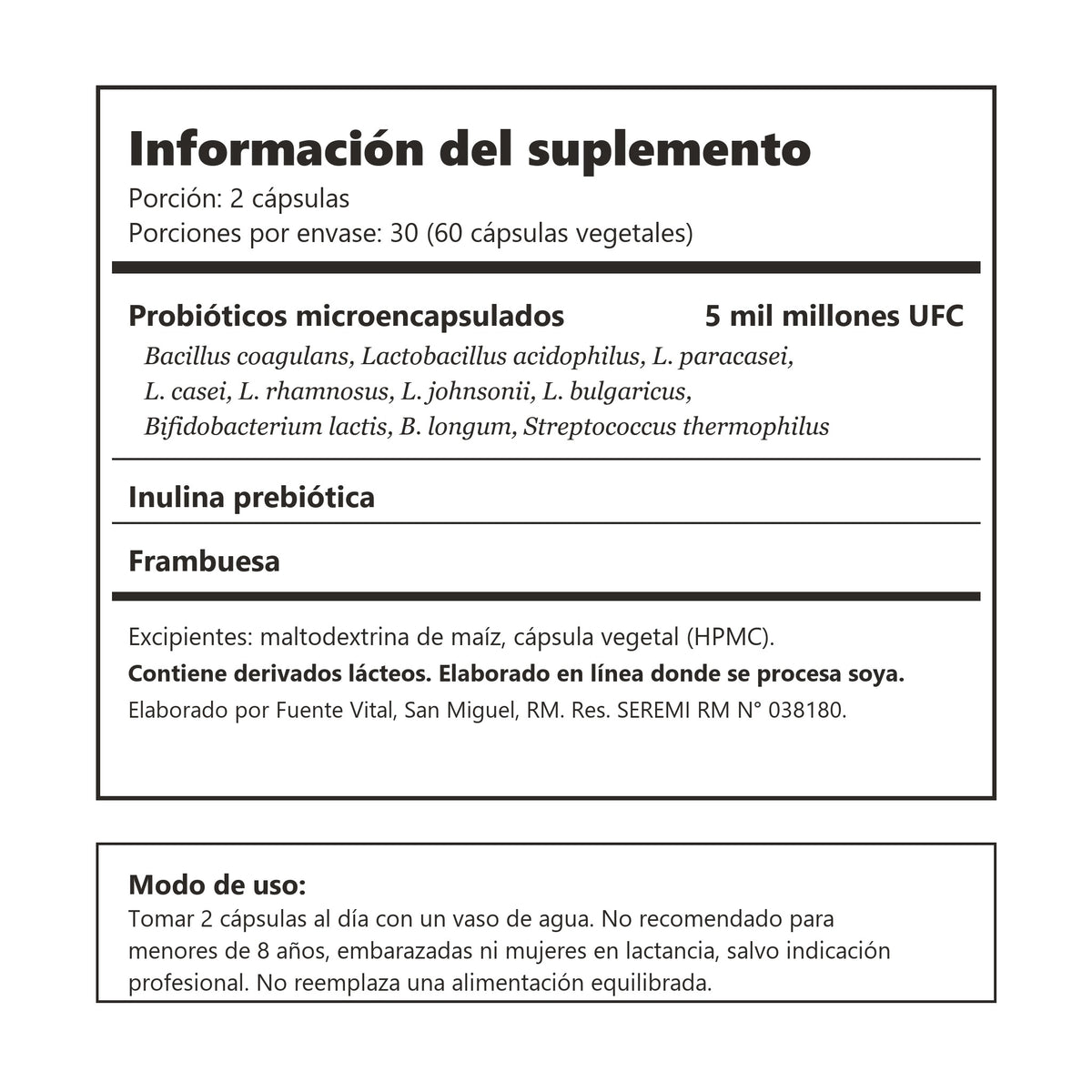 Información del suplemento URO: ingredientes y modo de uso